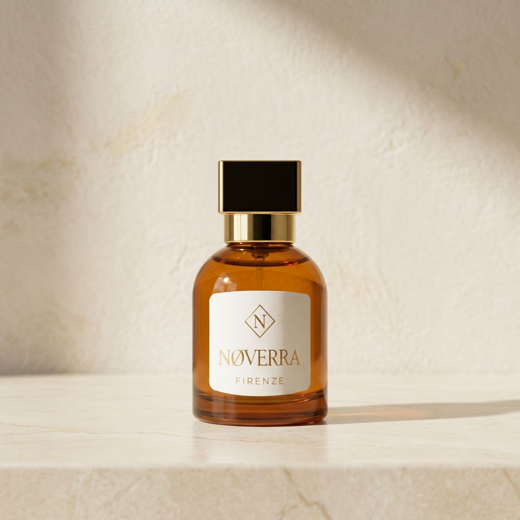 Nøverra Firenze bottle on a luxury cream background